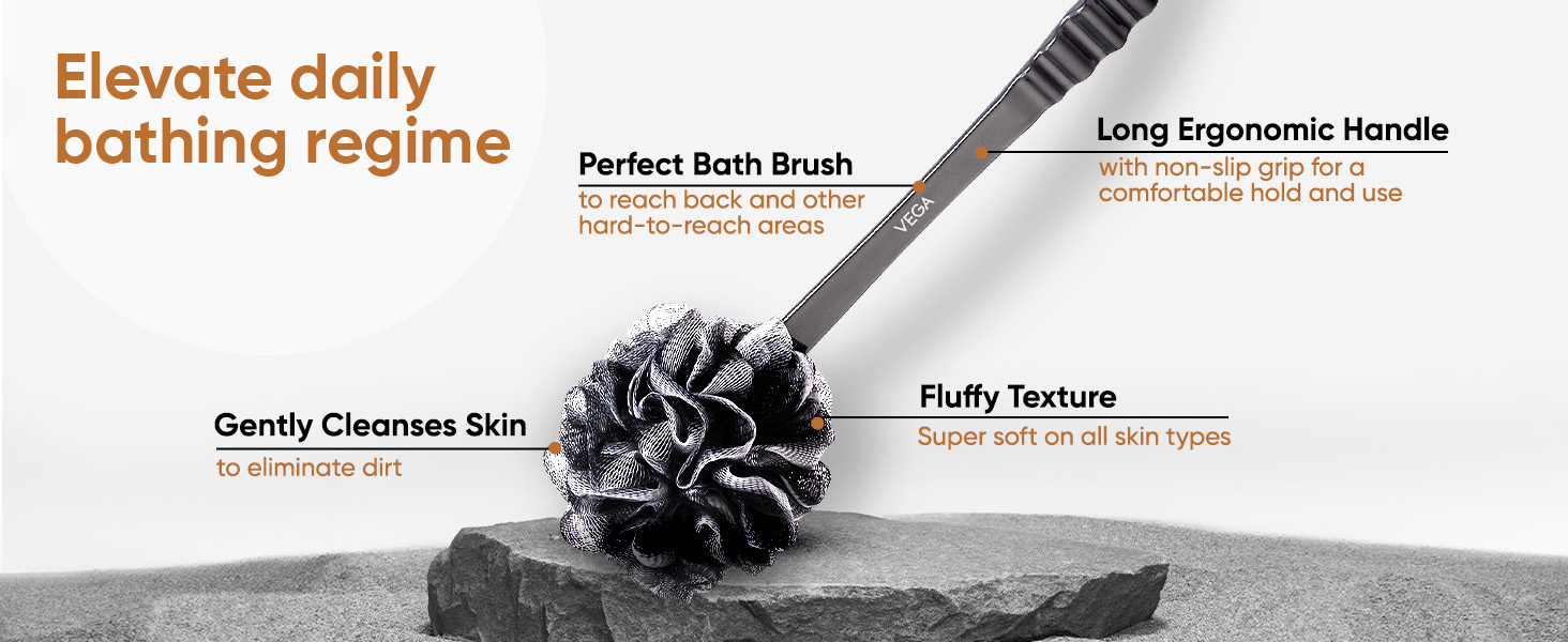 APLUS - Vega Luxury Black Bath Brush - BA-1/8