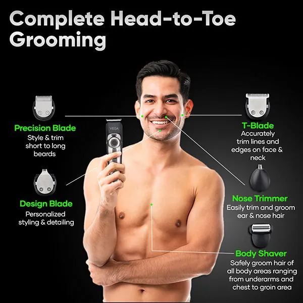 Vega 9-in-1 Pro Multi-Grooming Set – Ultimate Beard & Hair Trimmer
