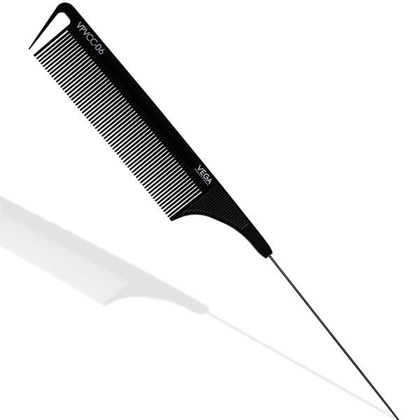 Carbon Pin Tail Wide Teeth Comb-Black Line - VPVCC-06