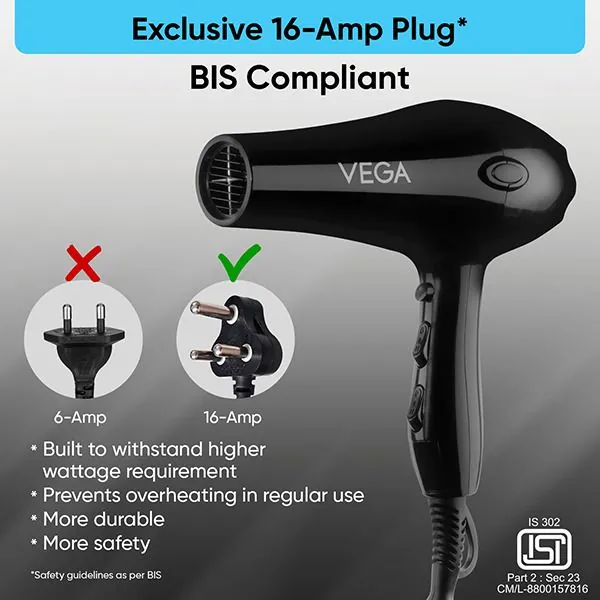 Buy Vega Pro Touch 1800-2000W Hair Dryer Online | Fast Drying