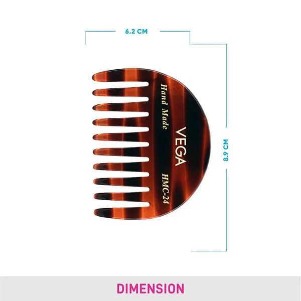 Vega Handmade Comb Mond Shampoo HMC-24 - Kamm Aus Zelluloseacetat, Schonend Für Haar & Kopfhaut