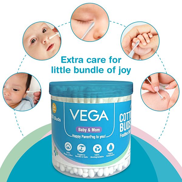 Buy Vega Baby Cotton Buds (100pcs) PP Can