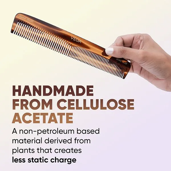 Vega Handmade Kamm – Celluloseacetat Kamm, Verhindert Statische Haare & Schont Kopfhaut