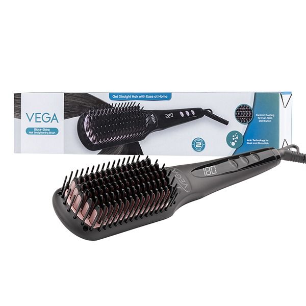VEGA Black-Shine Hair Straightening Brush-VHSB-04