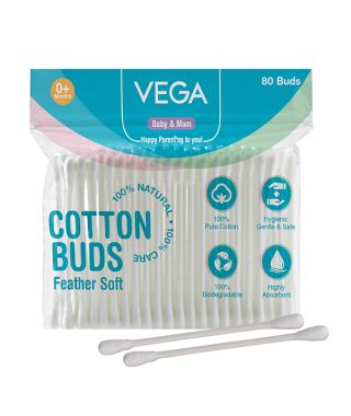 Vega Baby & Mom Cotton Buds (80pcs) Ziplock pouch - VBHA3-02