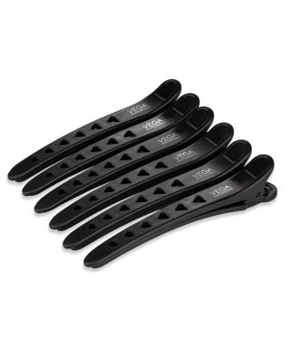 Vega Professional Carbon Section Clips for sectioning ,styling,coloring and makeup- Pack of 6 - VPHSC-01 