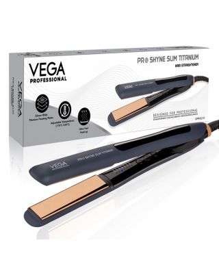 Vega Professional Pro-Shyne Slim Titanium hair straightener with 25mm wide Rose Gold Titanium Floating Plates - VPPHS-13