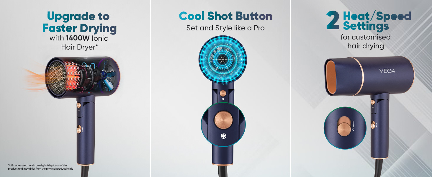 APLUS - VEGA Ionic 1200-1400 Watts Hair Dryer - VHDH-35