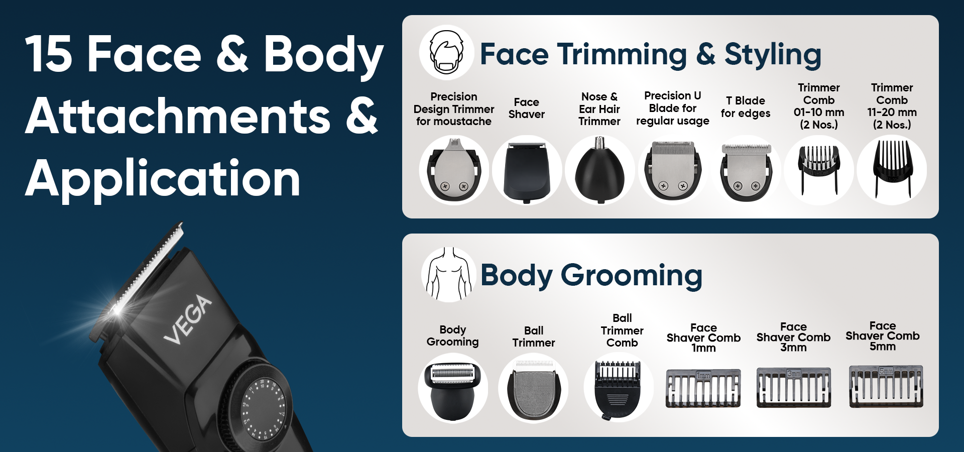APLUS - Vega OG 15 in 1 All-Rounder Grooming Set - VHTH-37