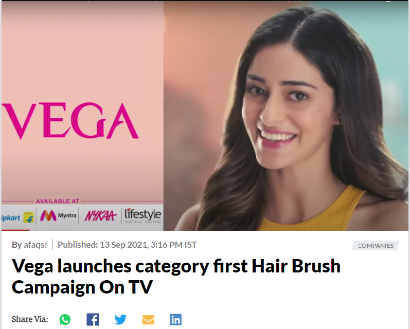 Vega launches category first Hair Brush Campaign On TV
