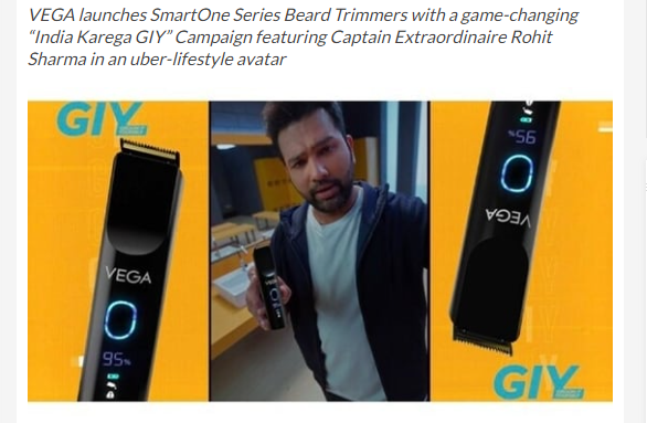 VEGA launches SmartOne Beard Trimmers with #GIY Campaign featuring Rohit Sharma