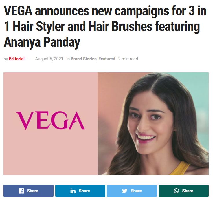 Ananya Panday flaunts different hairstyles in VEGA’s new campaign