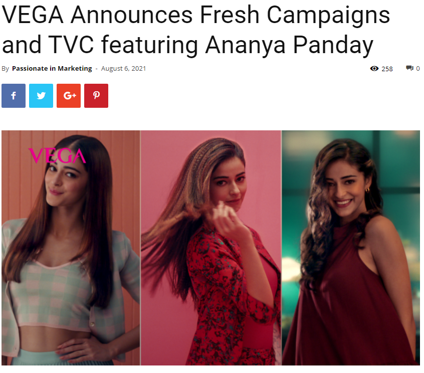 VEGA launches new campaign featuring Ananya Panday
