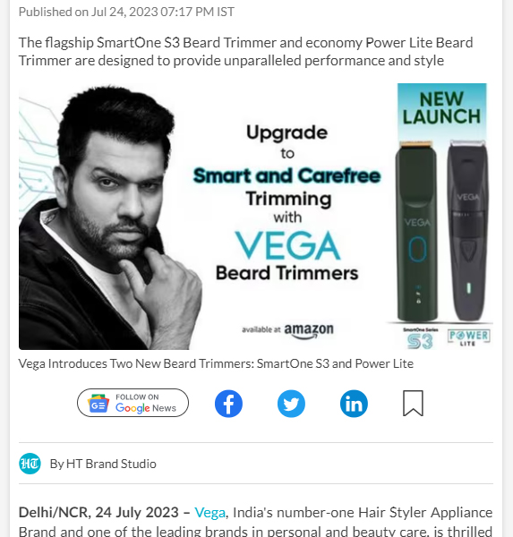 Vega Unleashes New Beard Trimmers: SmartOne S3 & Power Lite in the Succession Line