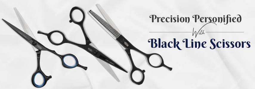 Vega Professional Black Line Scissors – Crafted for Precise Cutting & Texturizing