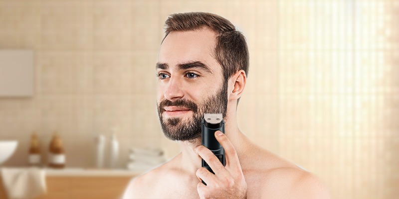 Man Using Beard Trimmer