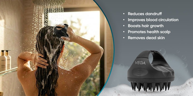 Using Vega Scalp Massager Shampoo Brush