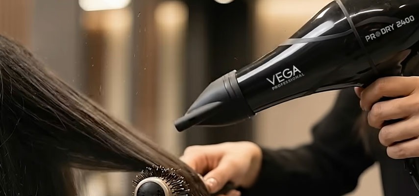 Using dryer and brush