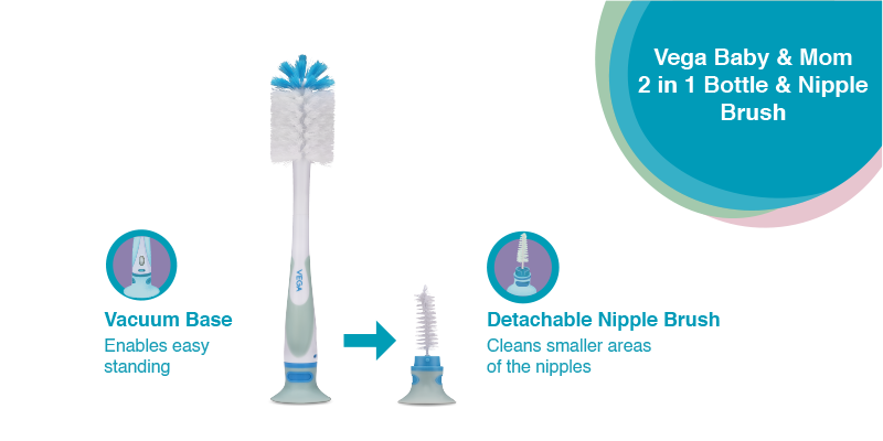 Vega Baby & Mom 2 in 1 Bottle & Nipple Brush